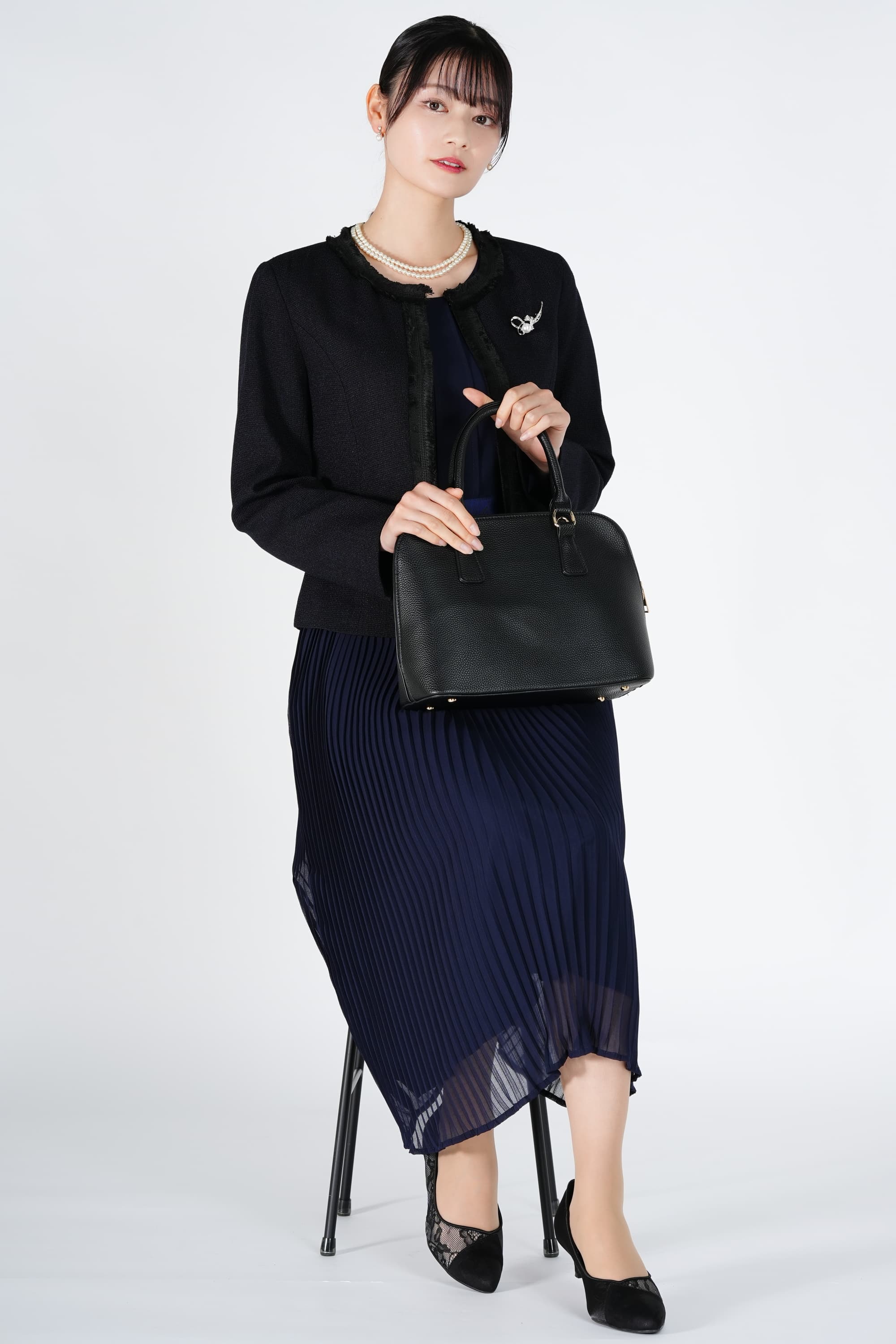 フリンジブレード濃紺ワンピースセット