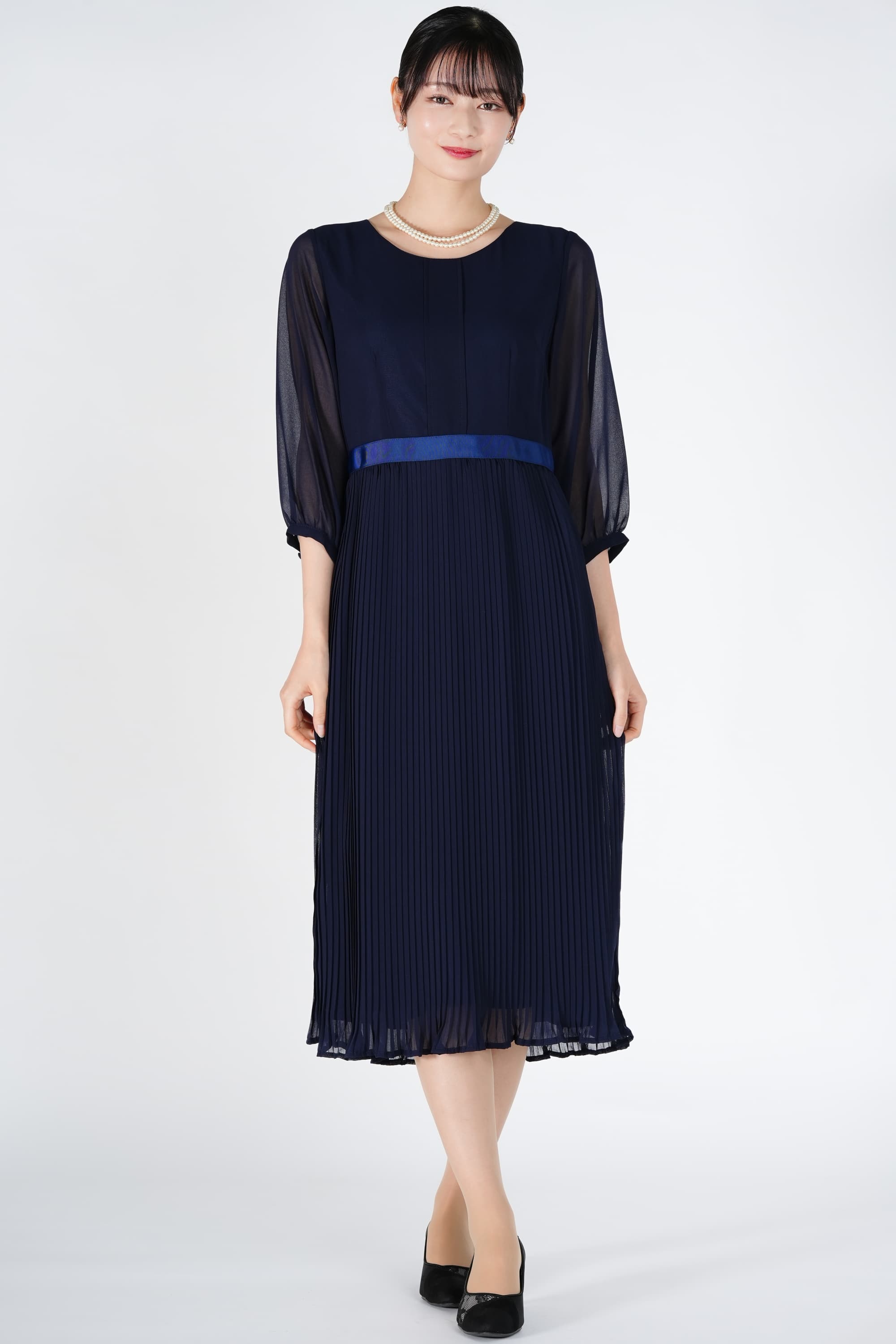 フリンジブレード濃紺ワンピースセット