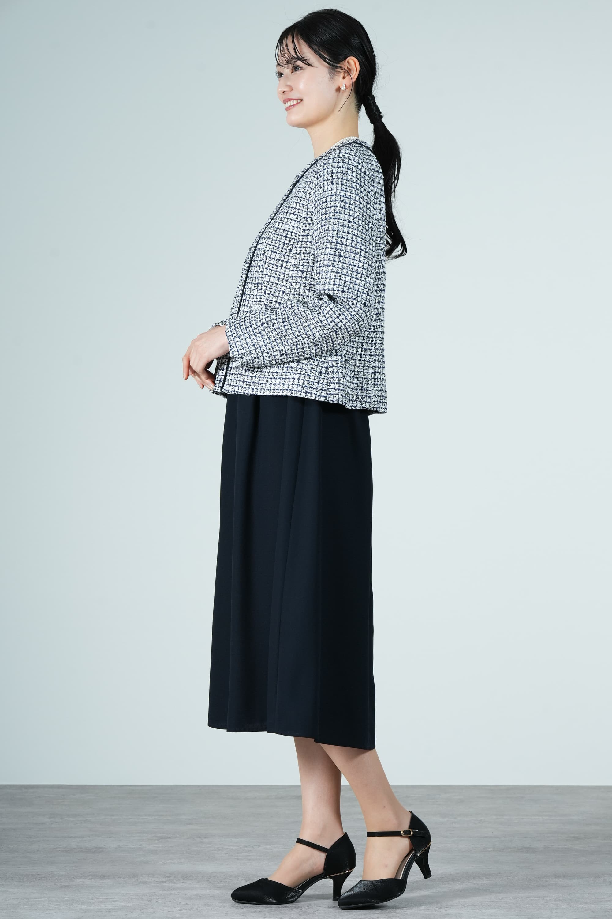 AIMER ミックスツイード×ネイビーワンピースセット (M〜L) をレンタル