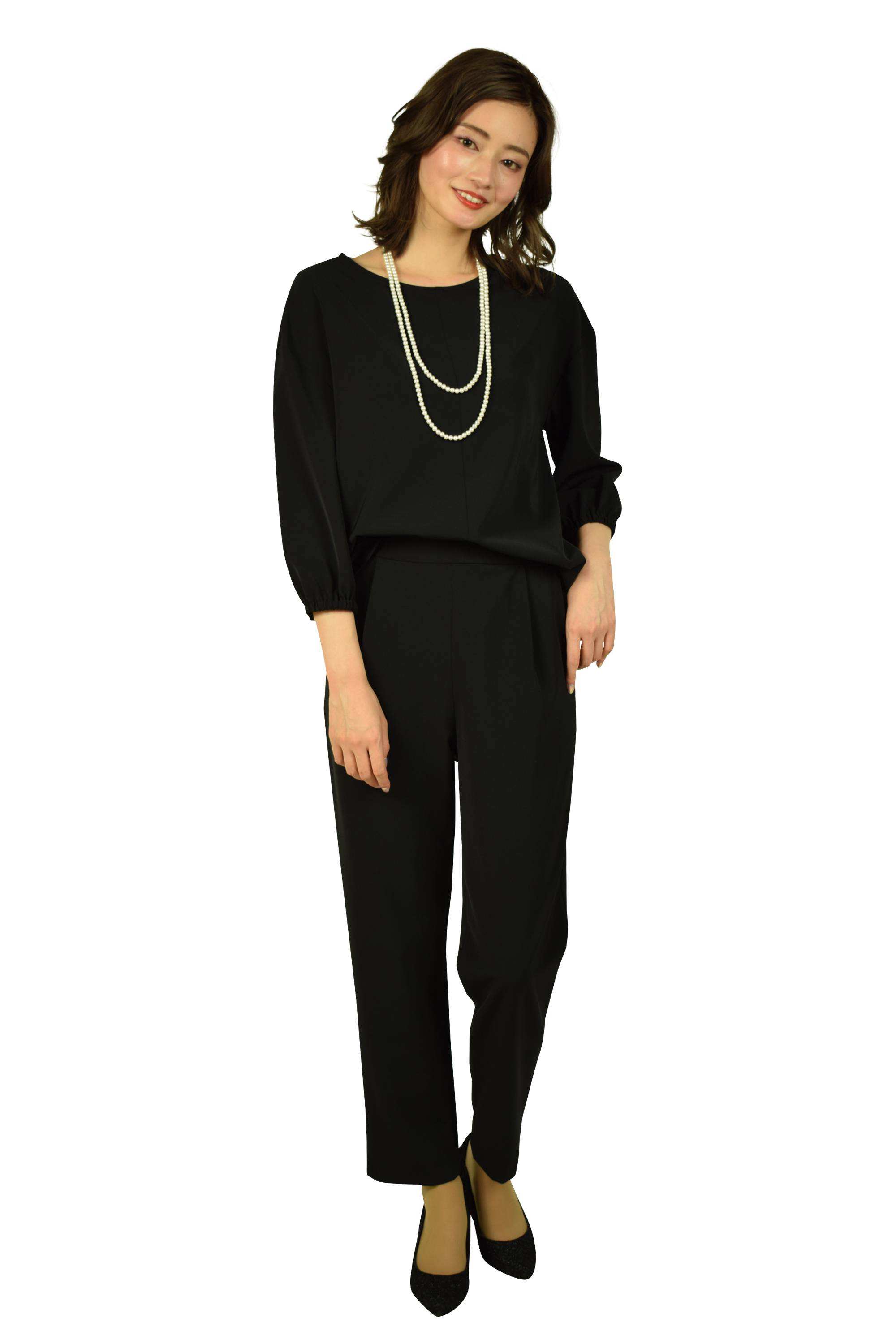 セットアップブラックパンツスーツセット