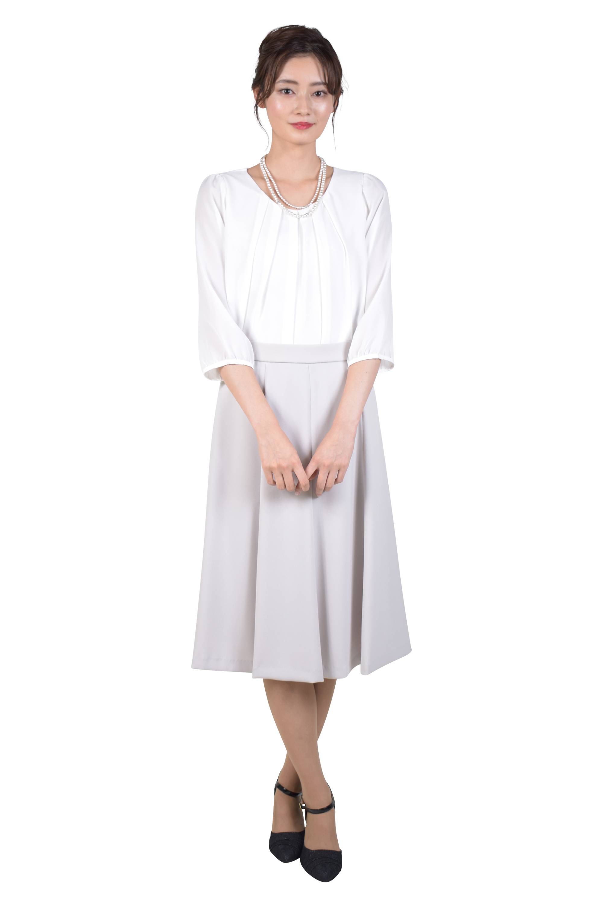 シンプルグレージュスカートスーツセット