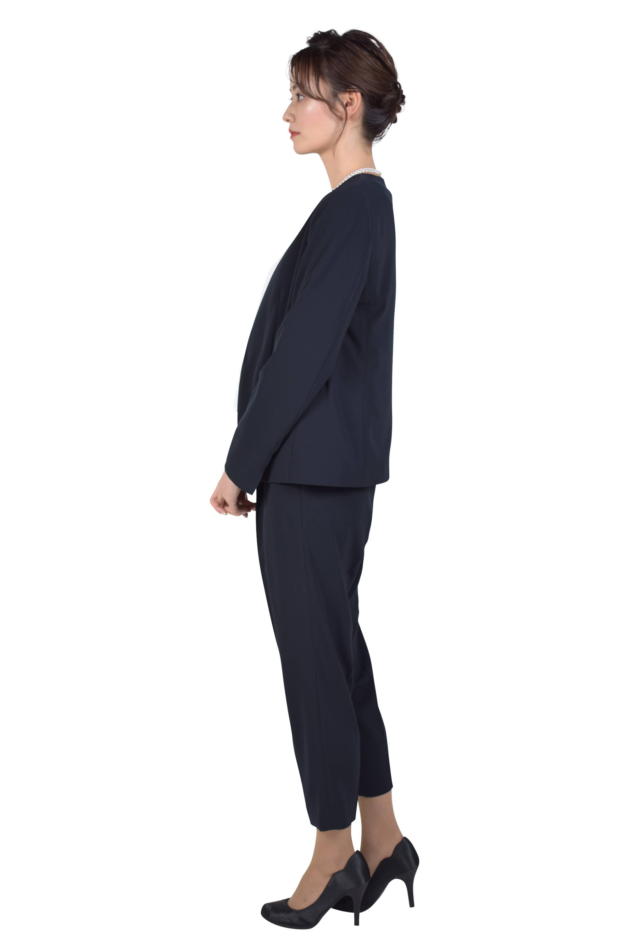 上品ネイビーパンツスーツセット