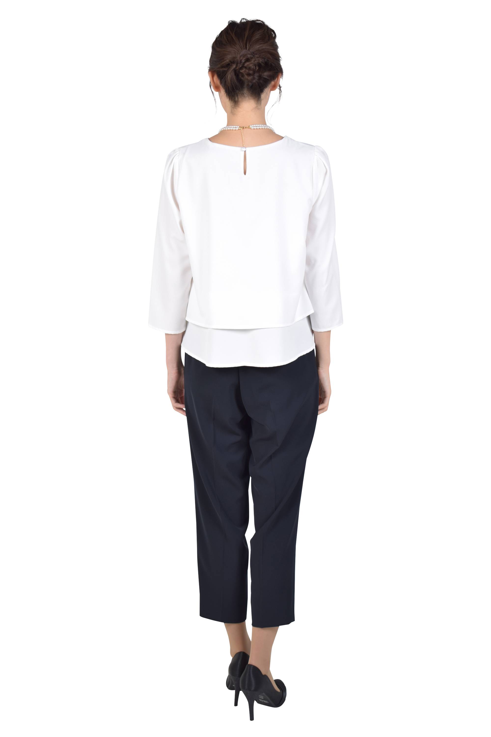 上品ネイビーパンツスーツセット