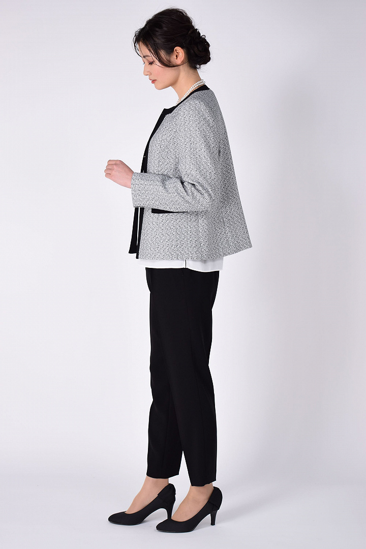 ツイードモノトーンパンツスーツセット