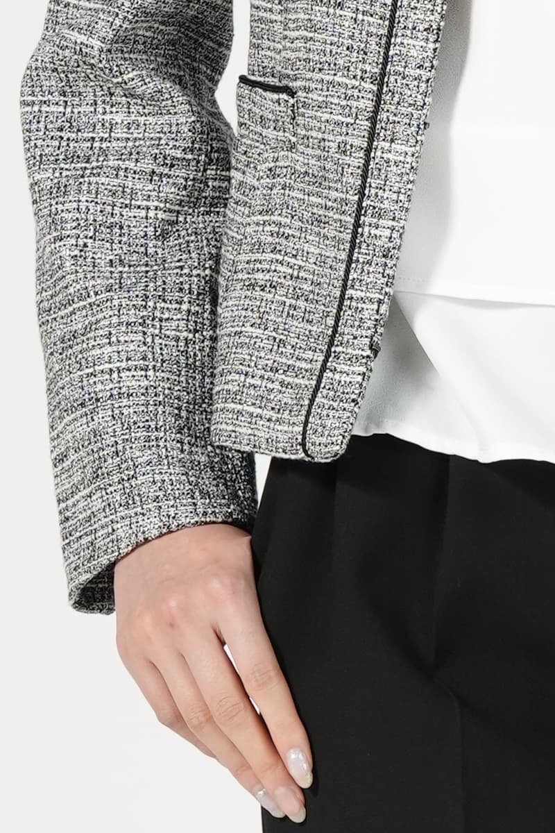 MIXツイードジャケットブラックパンツスーツセット