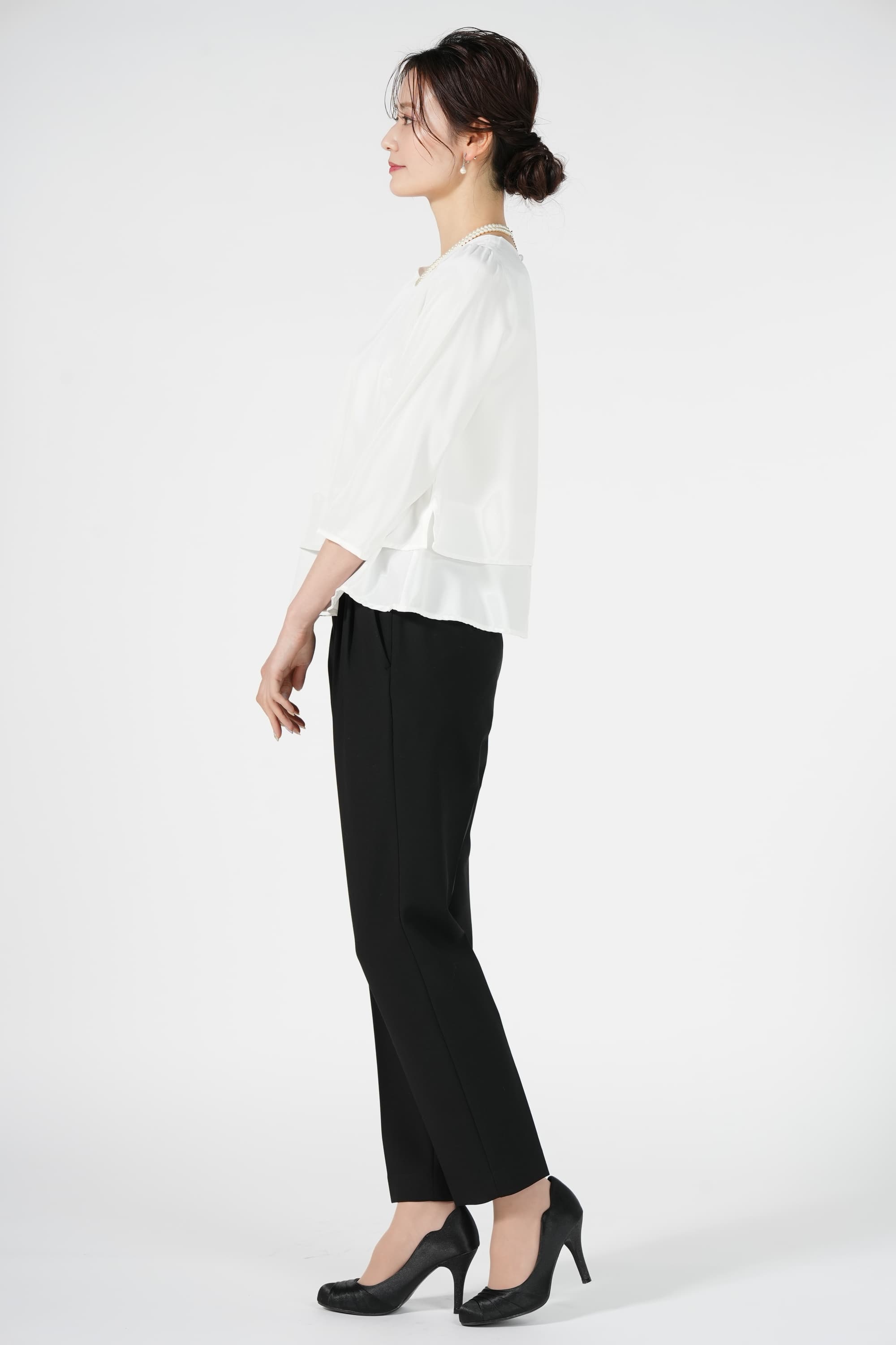 MIXツイードジャケットブラックパンツスーツセット