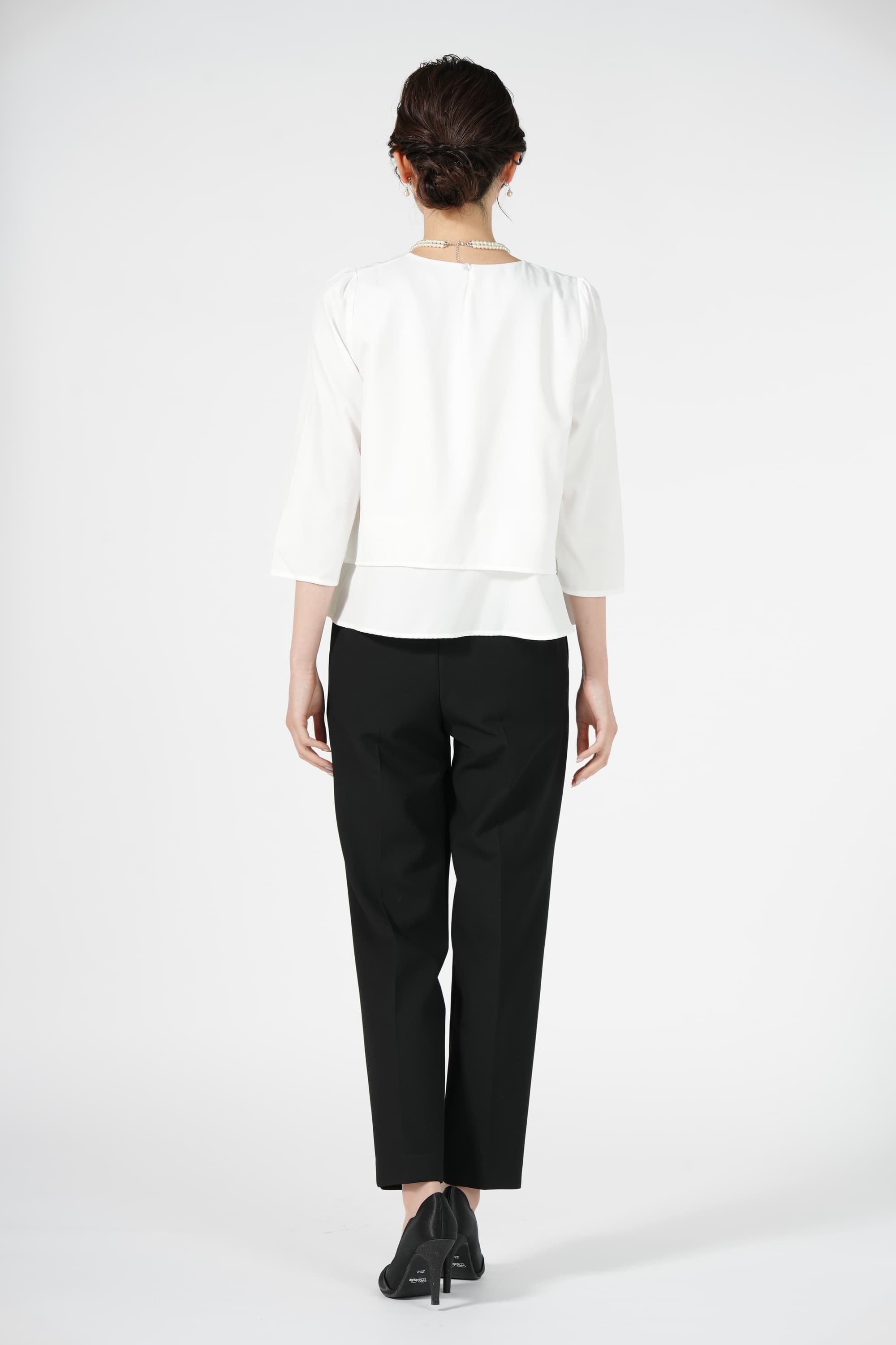 MIXツイードジャケットブラックパンツスーツセット