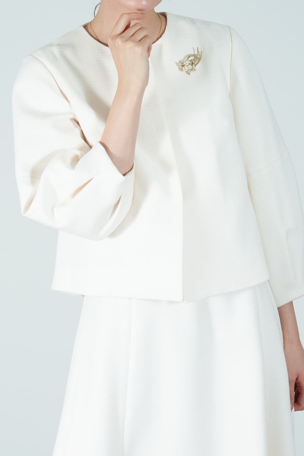 B:MING by BEAMS ハニカム織りアイボリースカートスーツセット