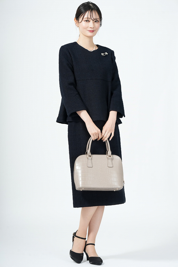 ツイード×ペプラムネイビースカートスーツセット