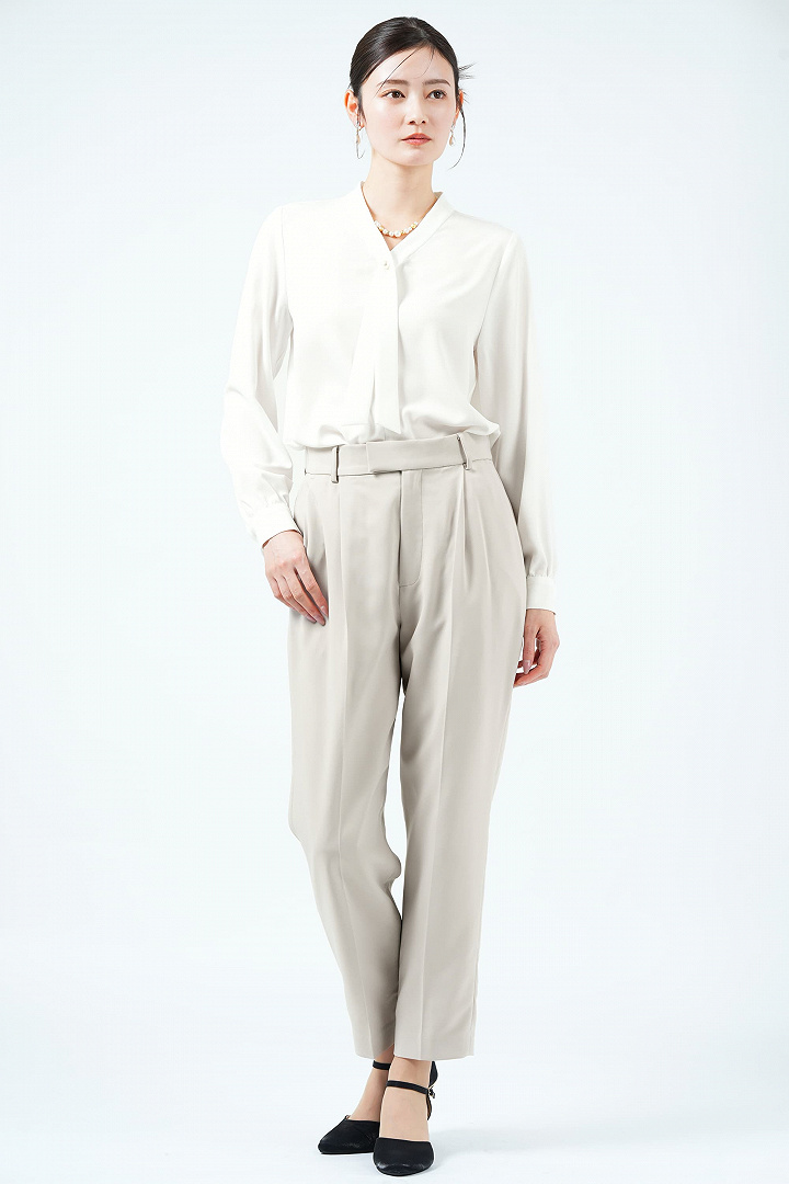 ミックスツイード調ベージュパンツスーツセット