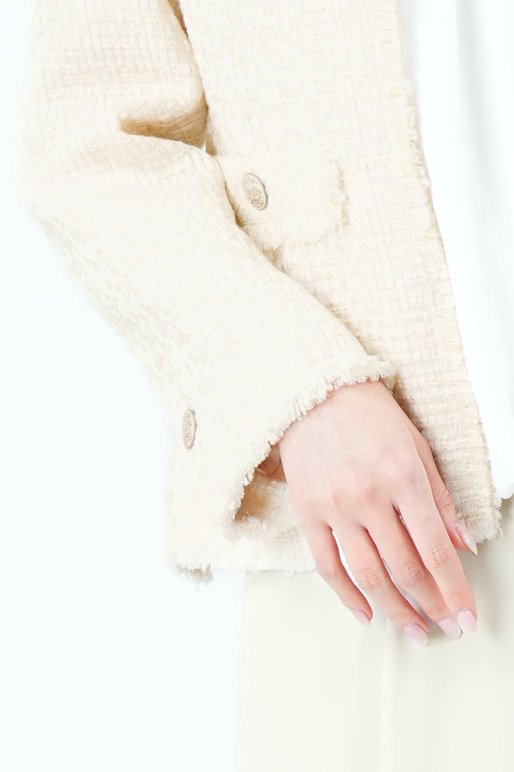 ファンシーツイードジャケット&times;ベージュパンツスーツセット