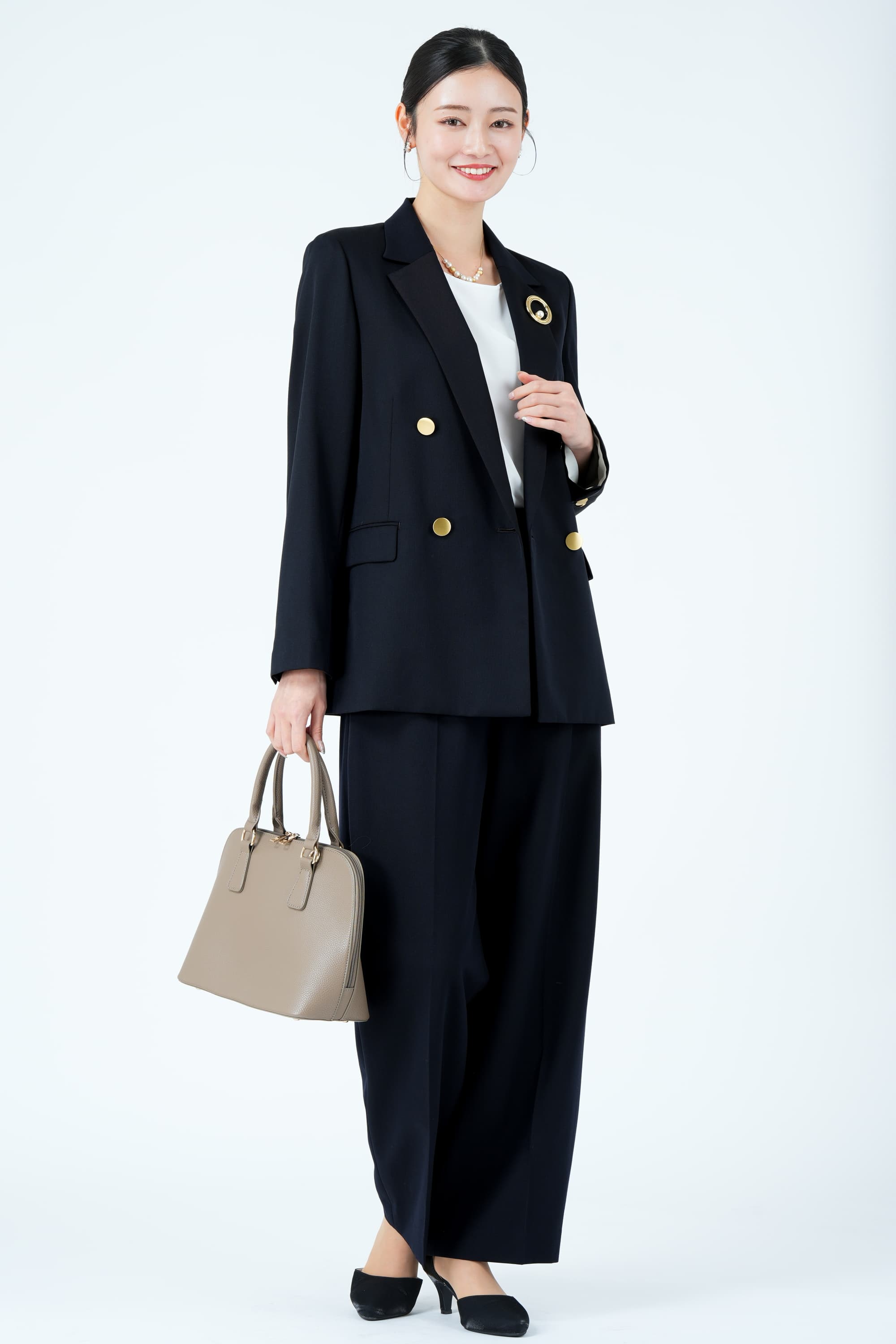 ゴールドボタンダブルジャケット&times;ネイビーパンツスーツセット