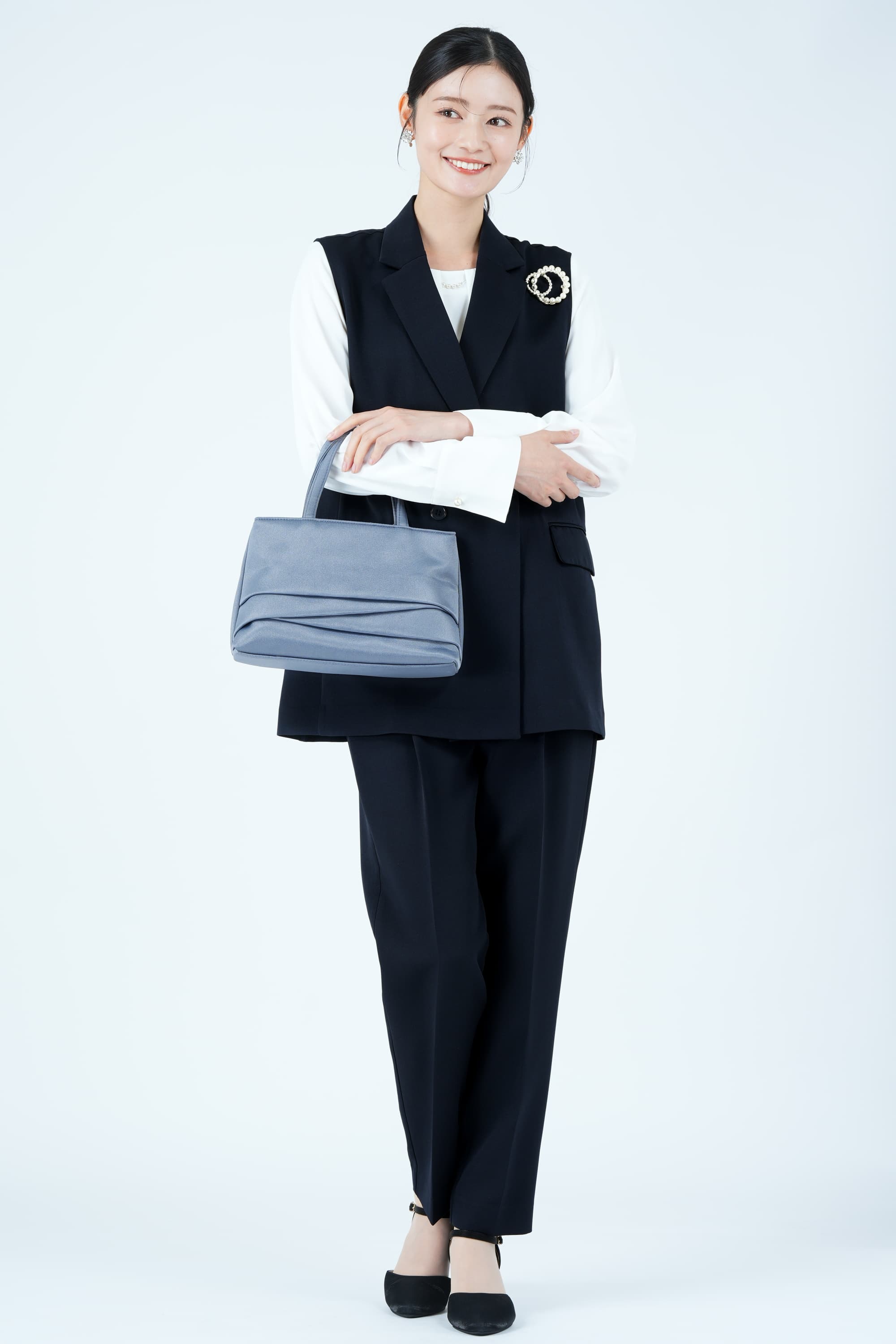 White Joola テーラードジレ×ネイビーパンツスーツセット (L) を