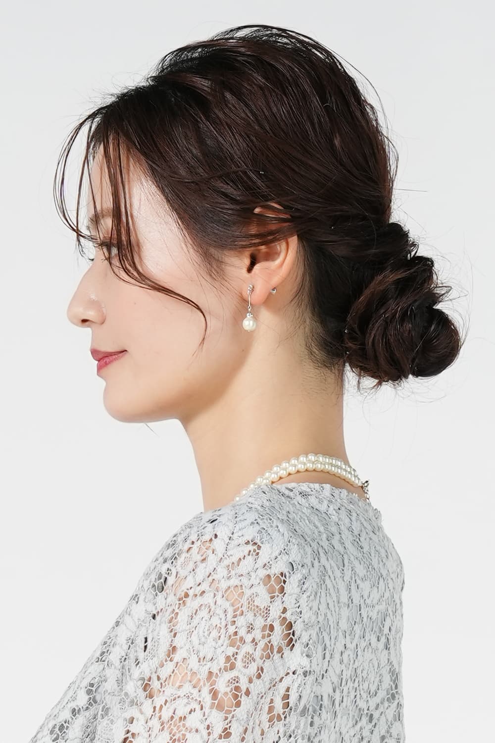 上品コットンパールシルバーイヤリング