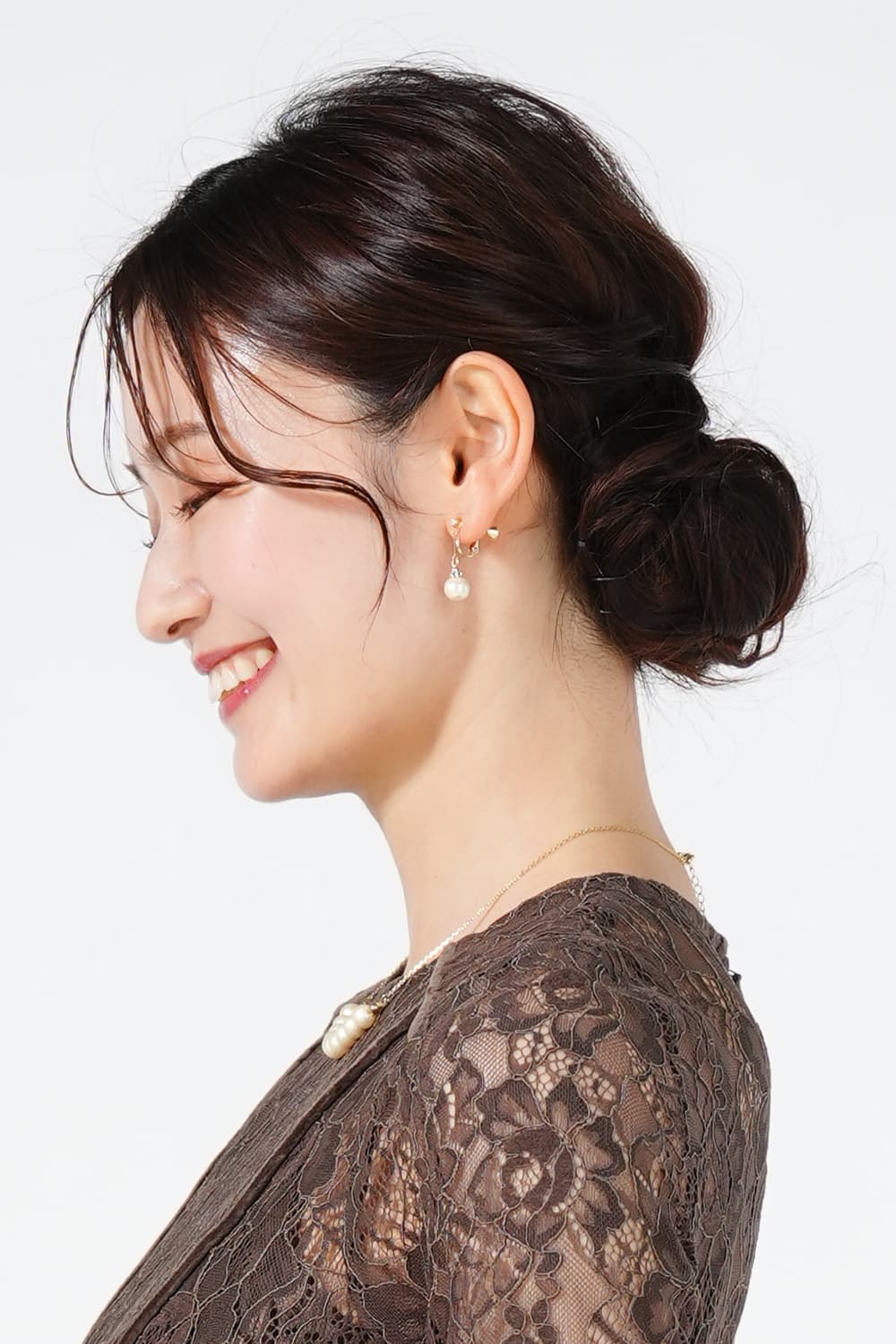 上品コットンパールゴールドイヤリング