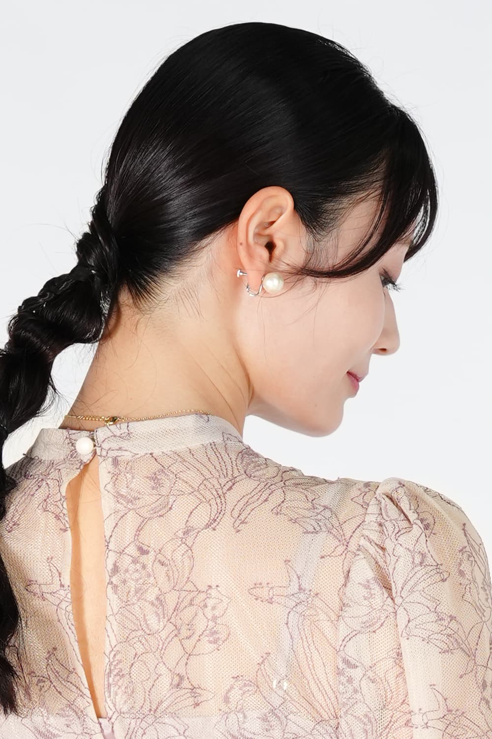 一粒コットンパールイヤリング