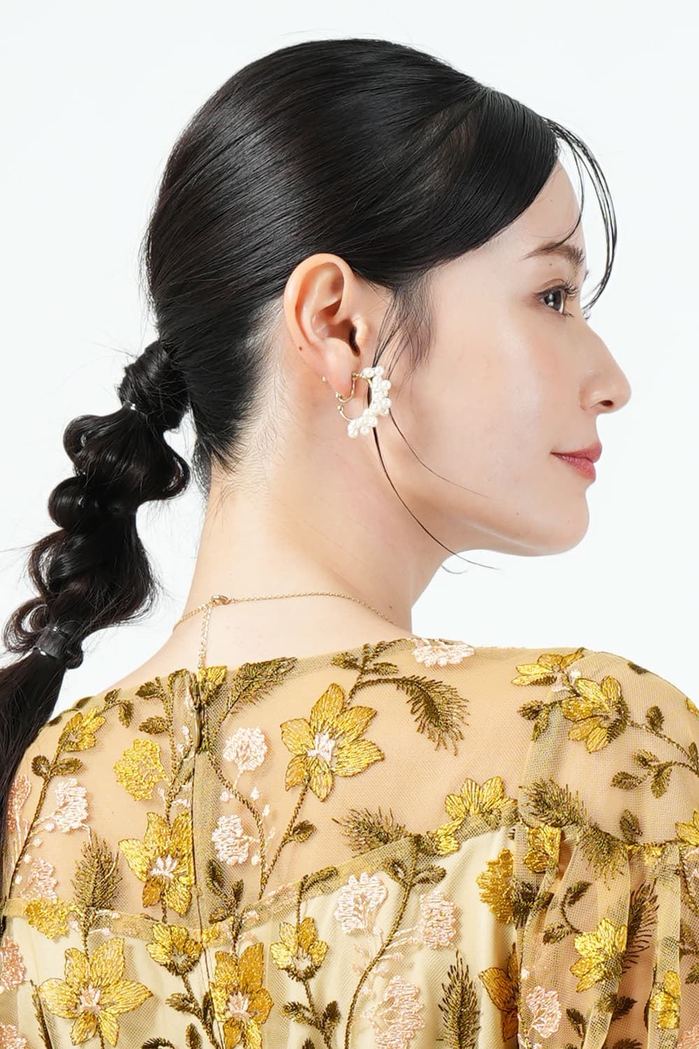 フープ型パールゴールドイヤリング