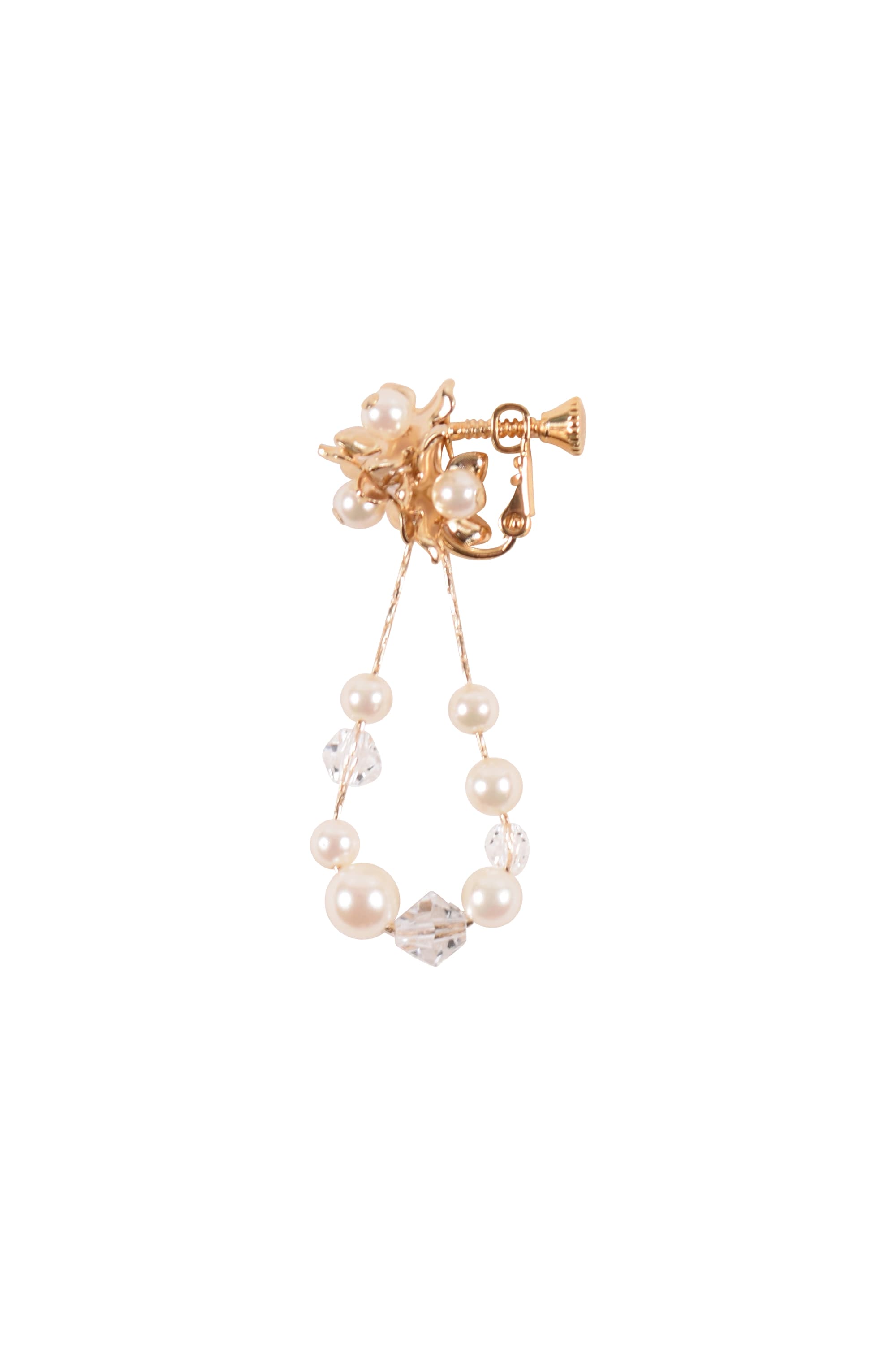 フープ状パールビーズゴールドイヤリング