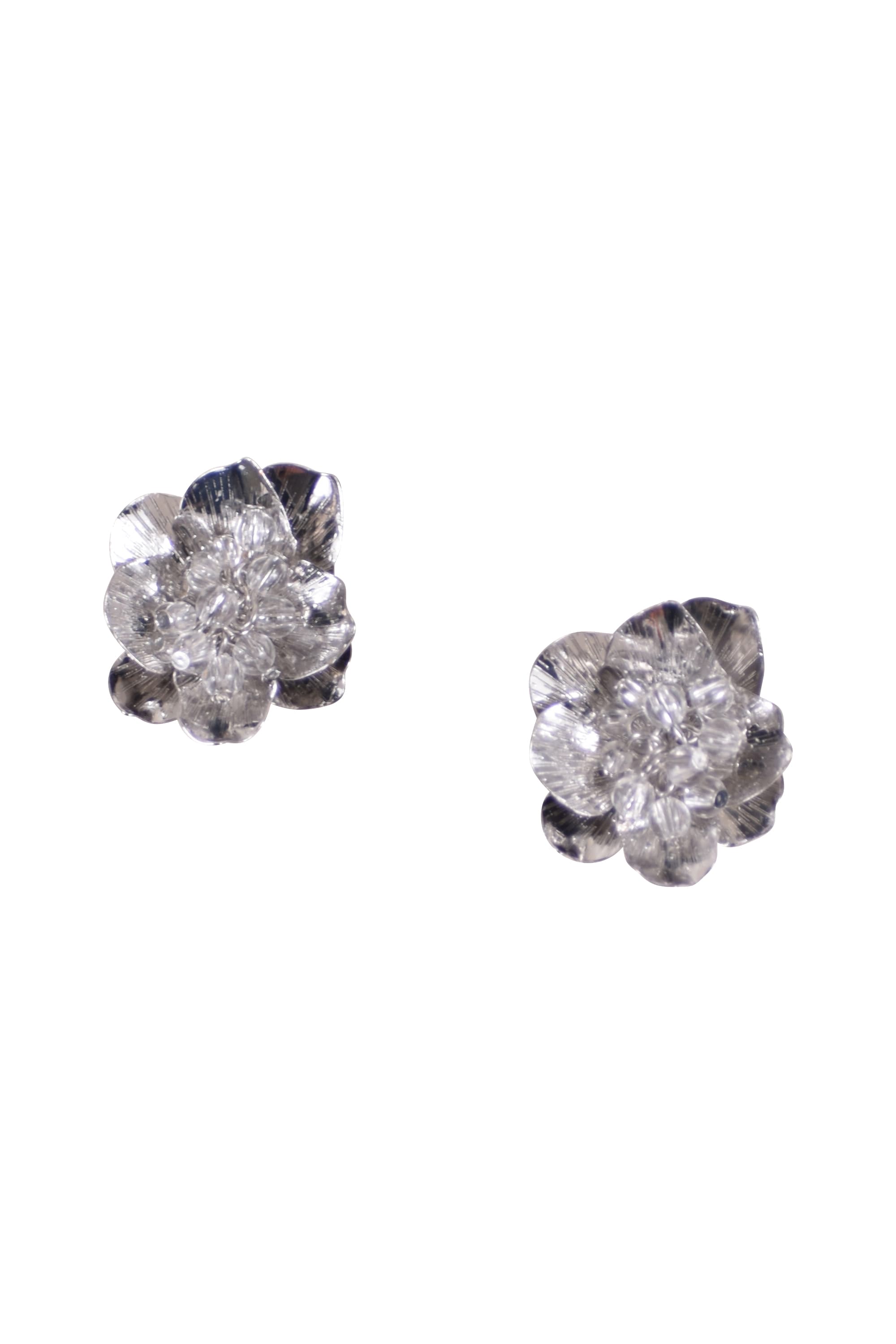 メタルフラワーシルバーイヤリング