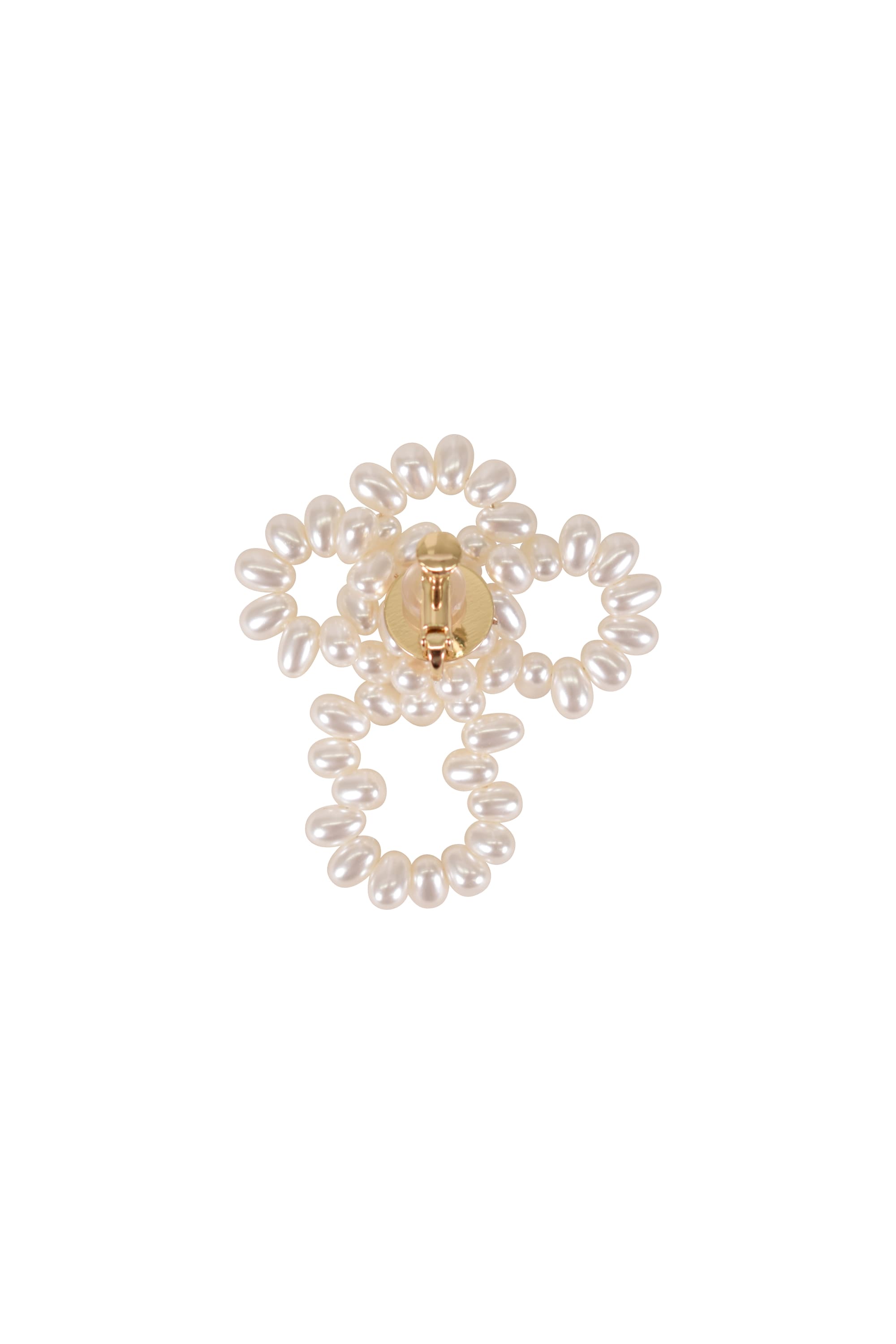 ワイヤー編みパールイヤリング