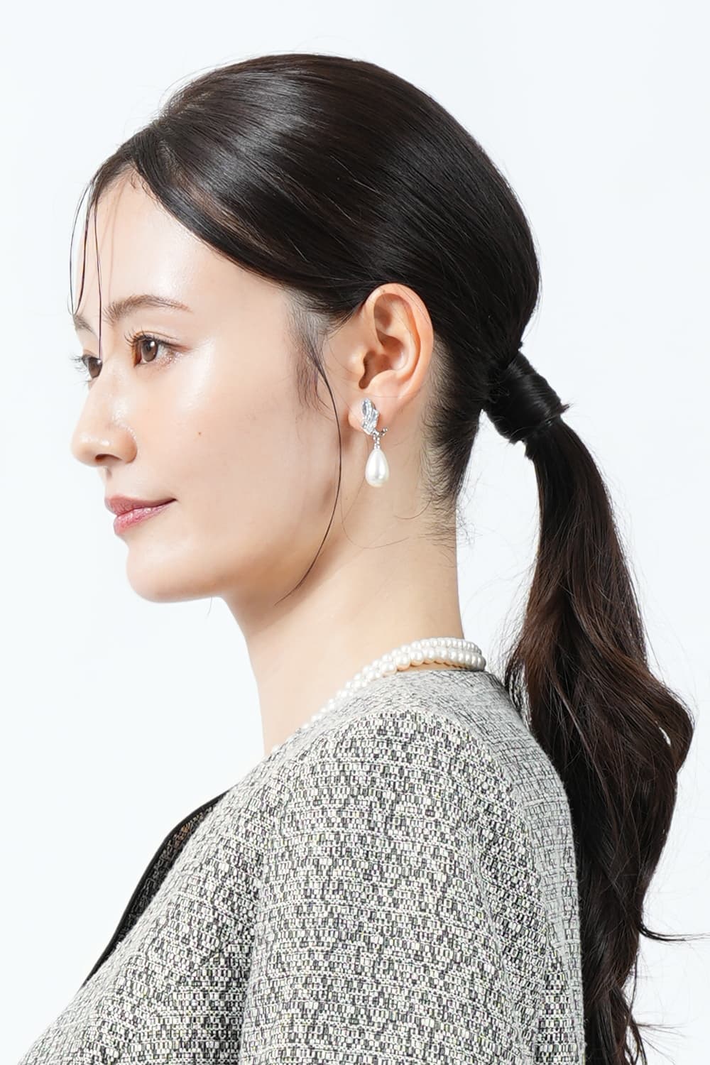 クリスタルパールシルバーイヤリング