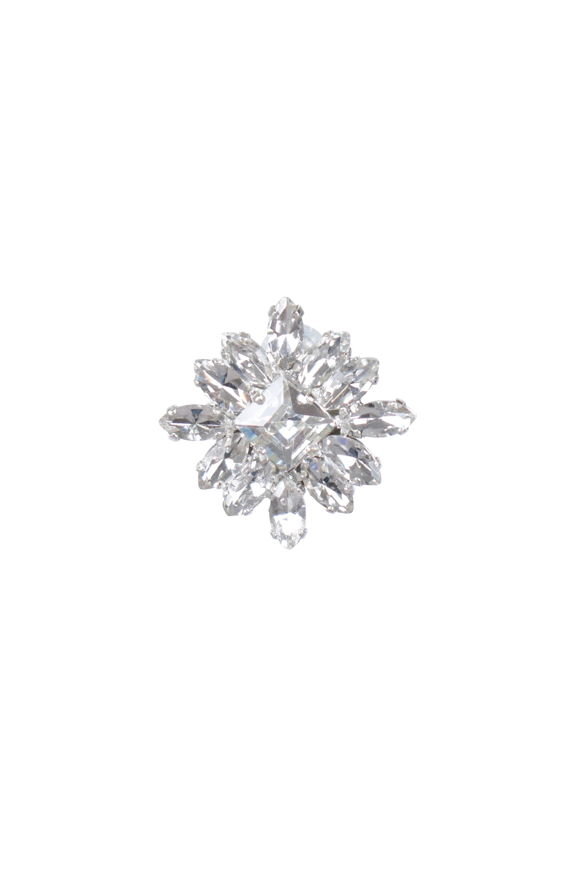 スクエア型ビジューシルバーイヤリング