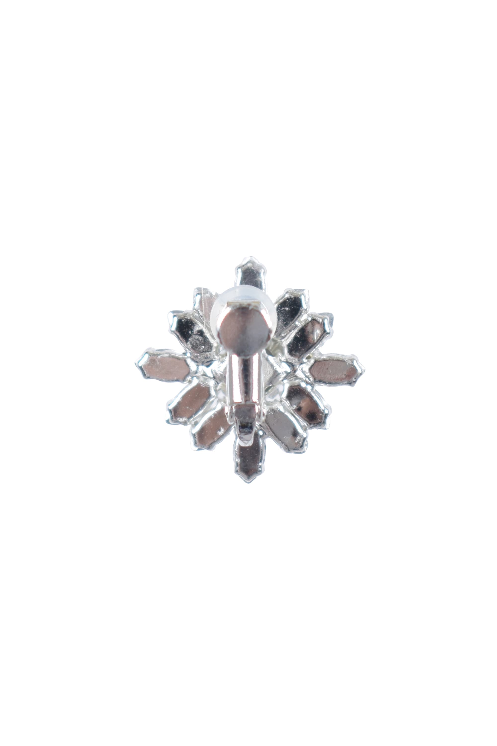 スクエア型ビジューシルバーイヤリング