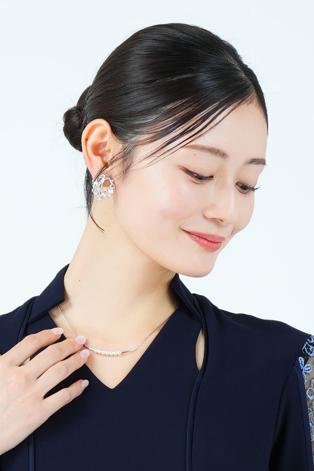 サークルビジューシルバーイヤリング