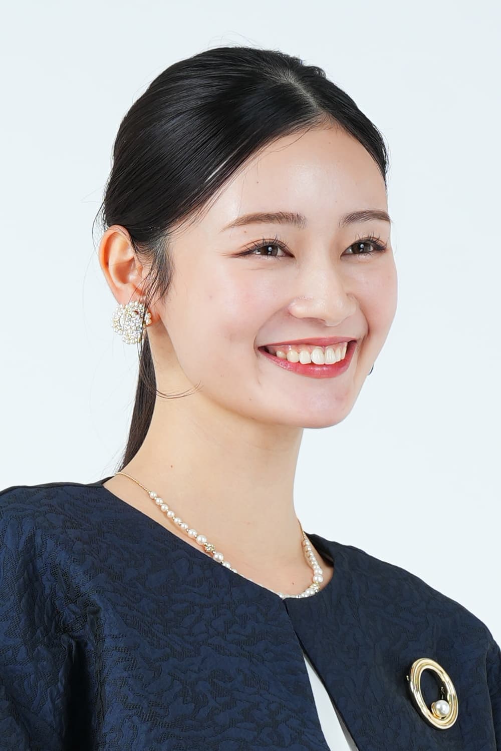 パール&times;小粒ストーンラウンドゴールドイヤリング