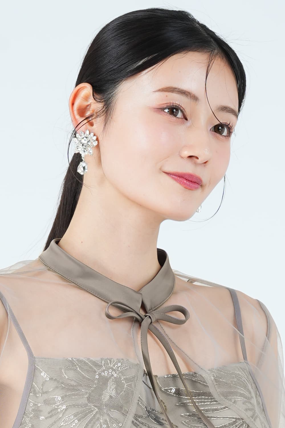 フラワービジュー&times;ドロップシルバーイヤリング