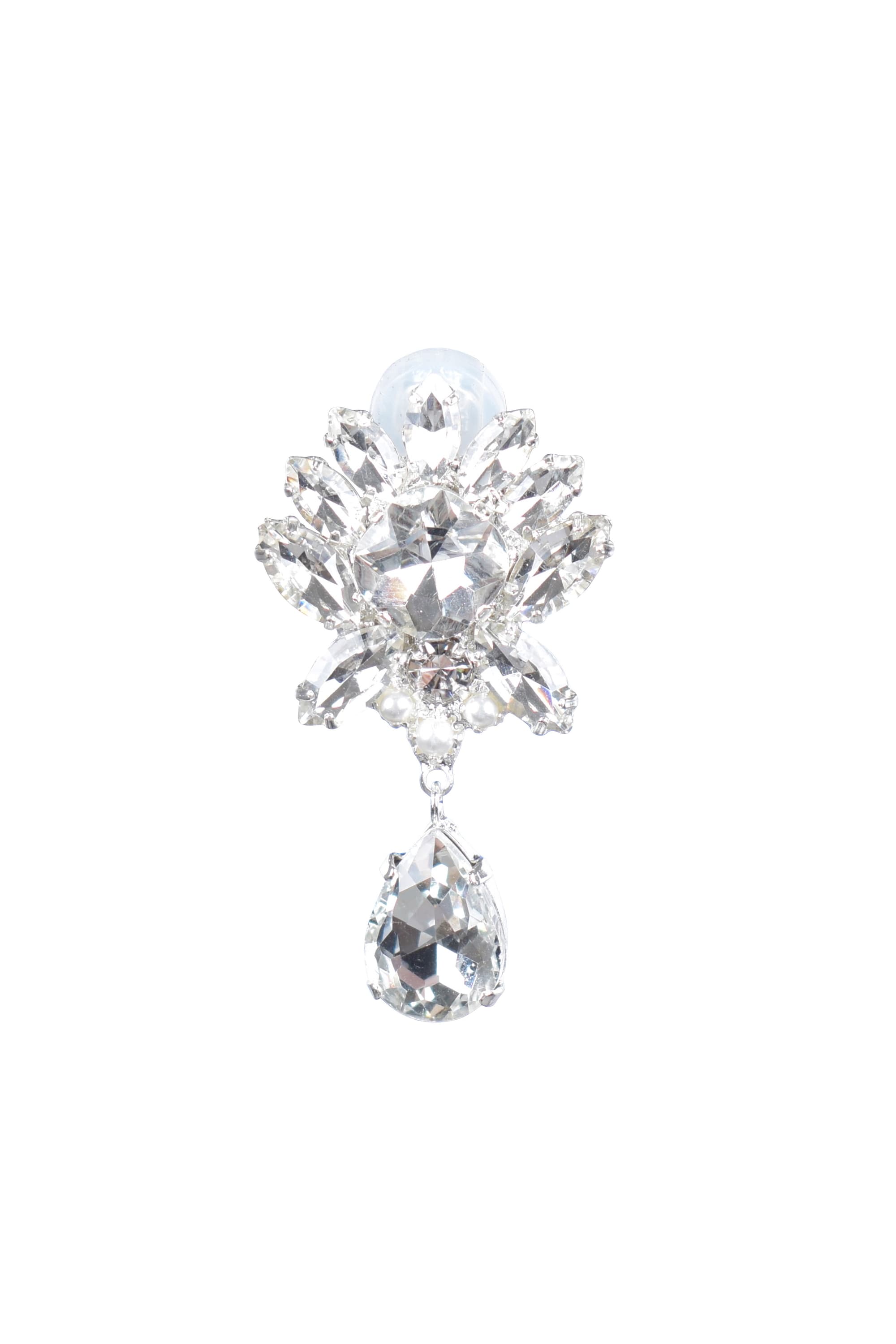 フラワービジュー&times;ドロップシルバーイヤリング